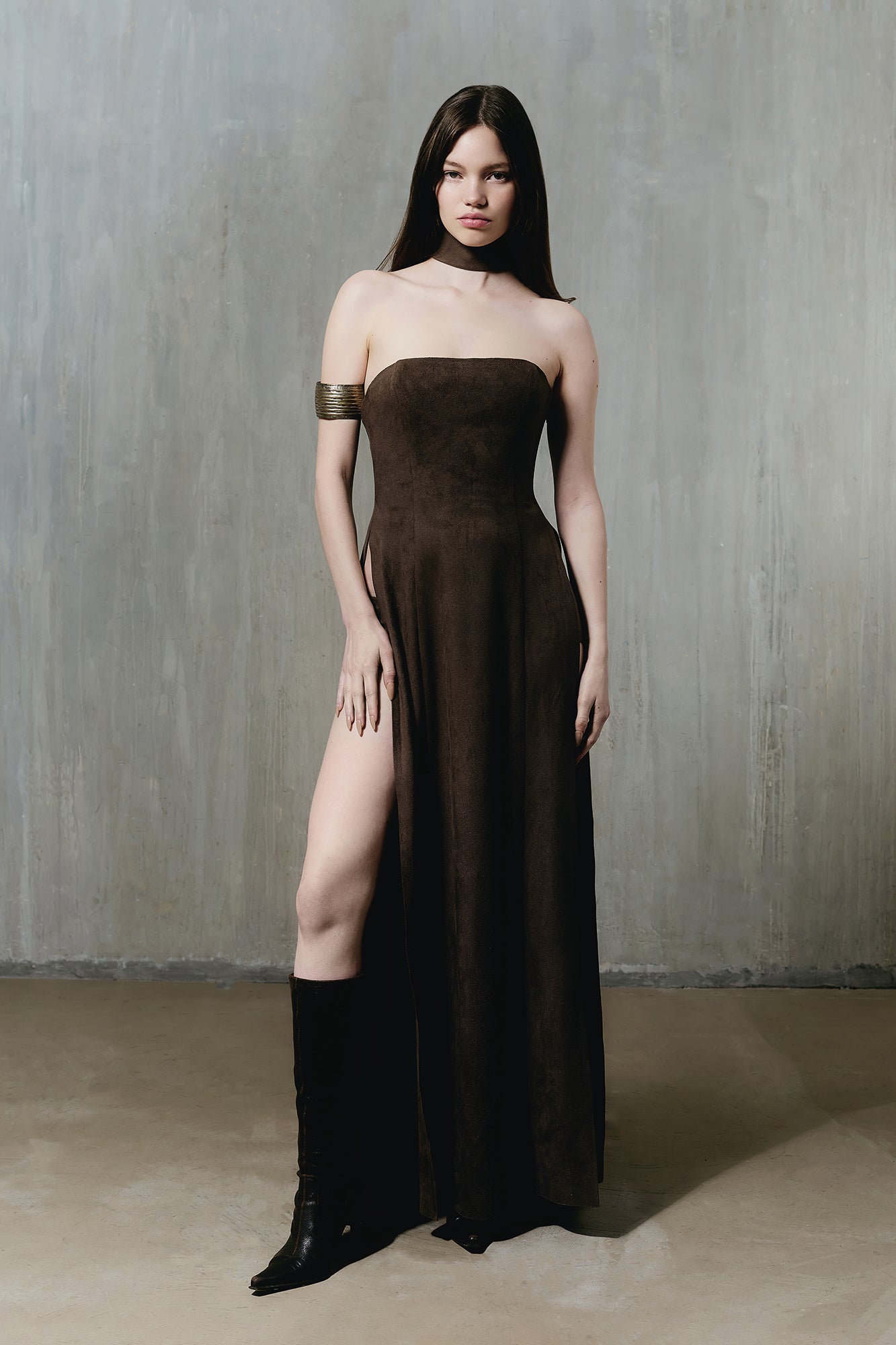 SUEDE SLIT DRESS – MARINA EEЯRIE