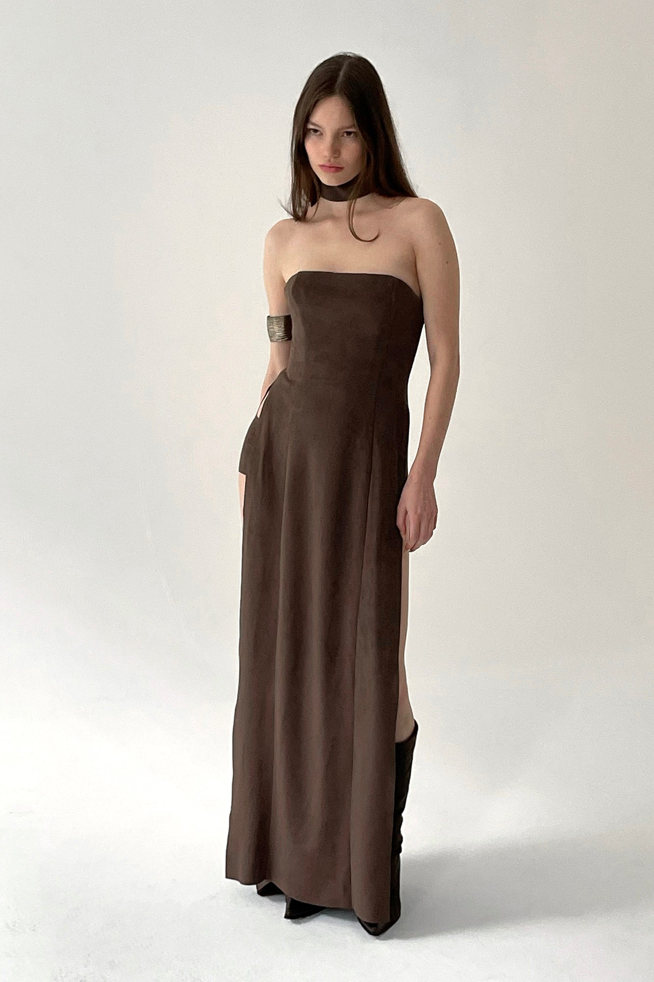 SUEDE SLIT DRESS – MARINA EEЯRIE