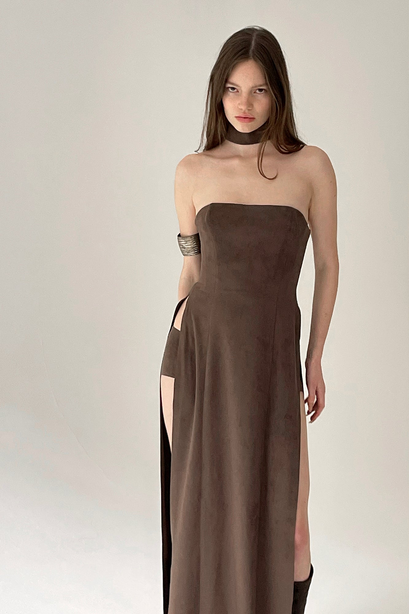 SUEDE SLIT DRESS – MARINA EEЯRIE