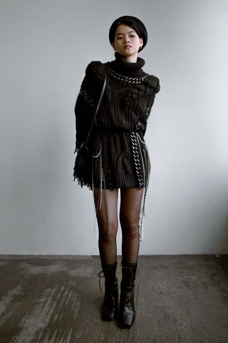BLK BRAIDED JUMPER (made-to-order) - MARINA EEЯRIE