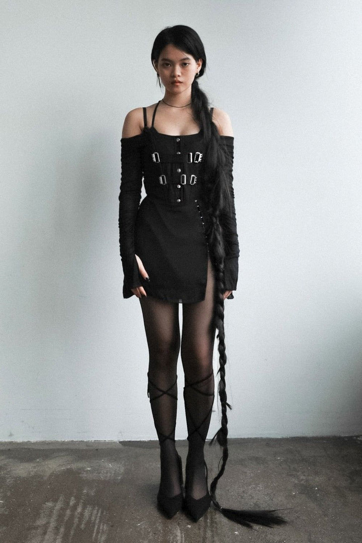 BLK FAN LACED CORSET