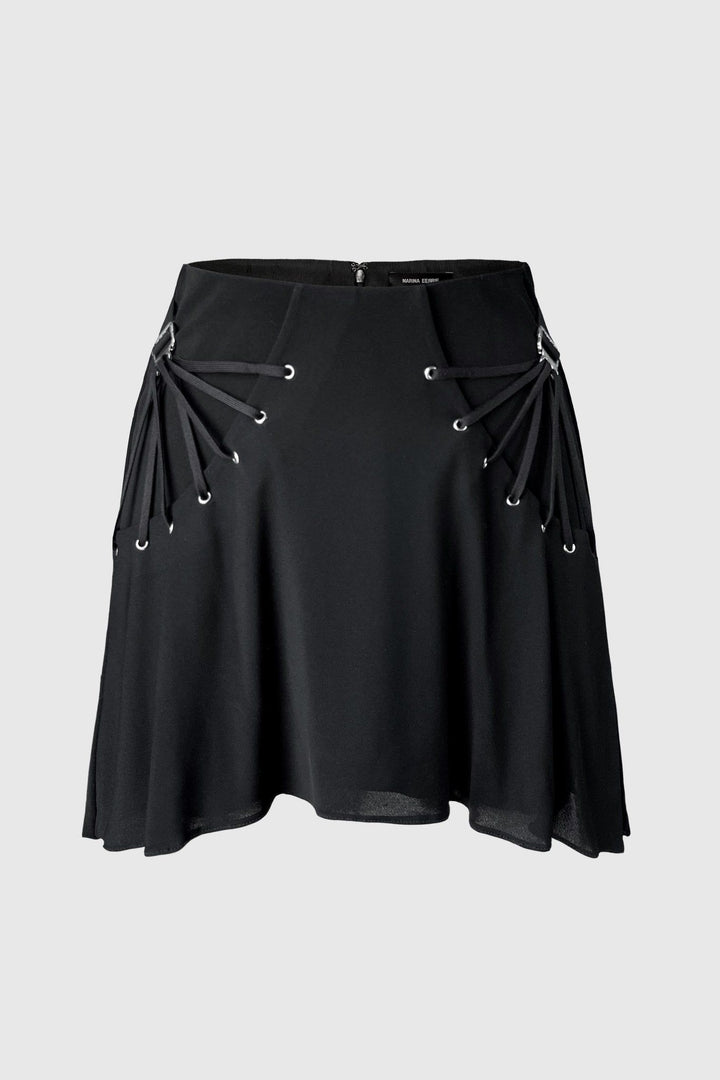 BLK FAN LACED SKIRT (made-to-order) - MARINA EEЯRIE