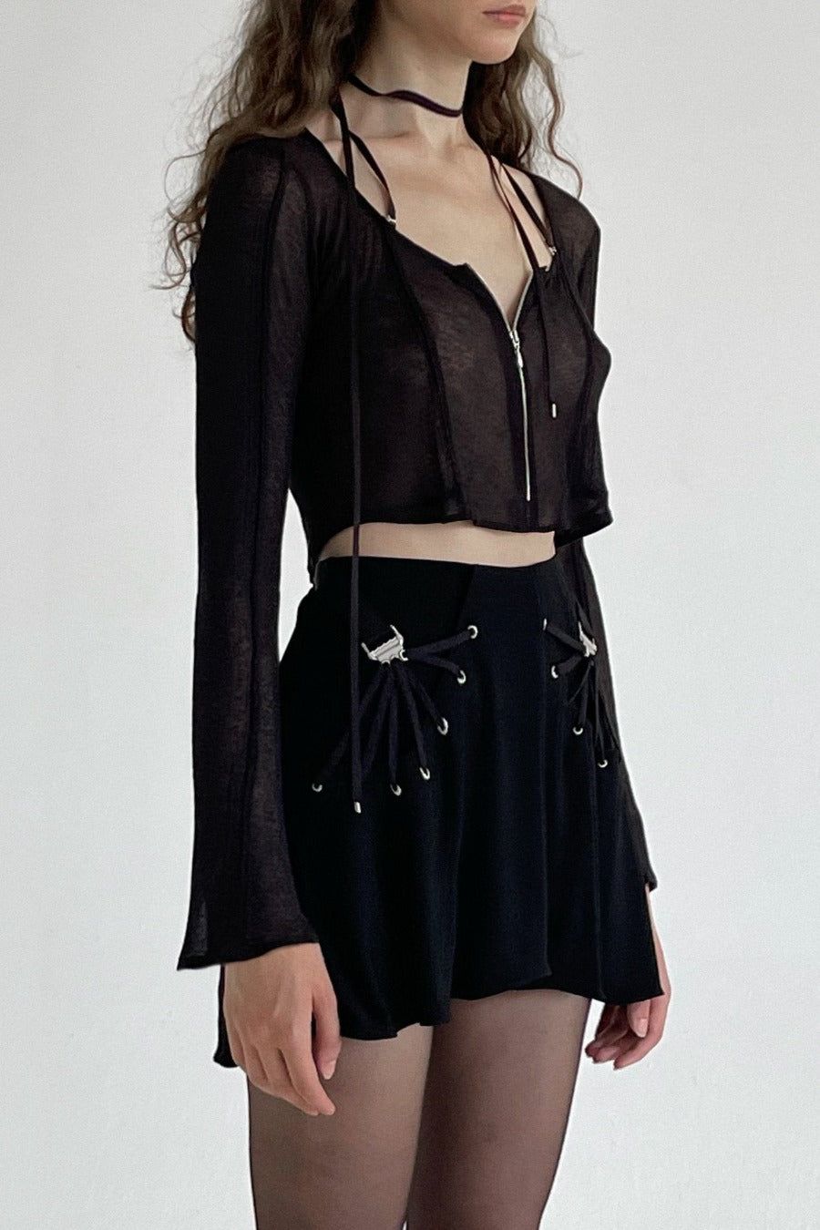 BLK FAN LACED SKIRT – MARINA EEЯRIE