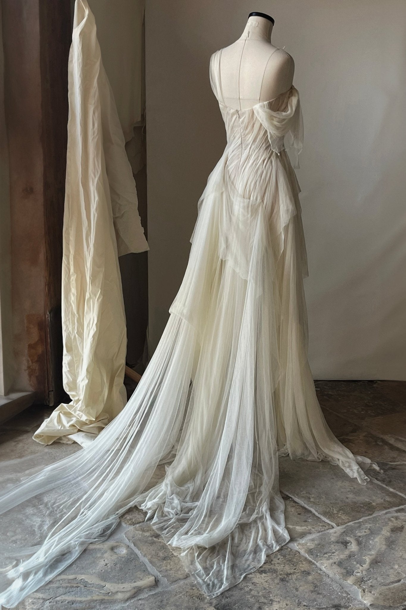 Ligeia Silk Veil — White MARINA EERRIE The Ligeia dress // handcrafted in our studio from the  main image 3