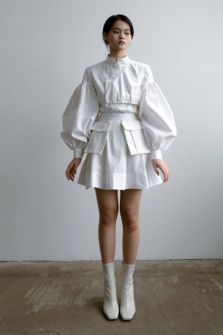 WHITE COTTON DRESS (made-to-order) - MARINA EEЯRIE